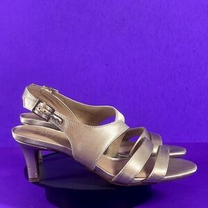 Naturalizer Women's Champagne Taimi Strappy Heel Slingback Dress Sandals Sz 6.5